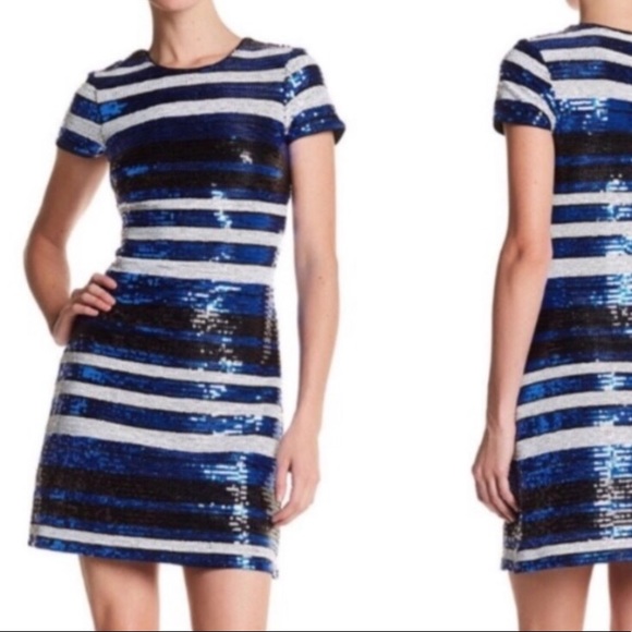 GUESS LIKE NEW Sequin Short Sleeve Stripe Dress - Picture 9 of 9
